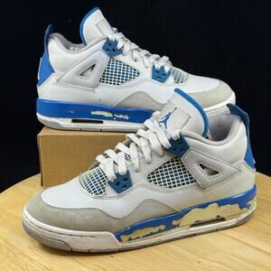 2012 Nike Air Jordan 4 Retro GS 'Military Blue' Shoes 408452-105 Size 5.5Y/ 7 W